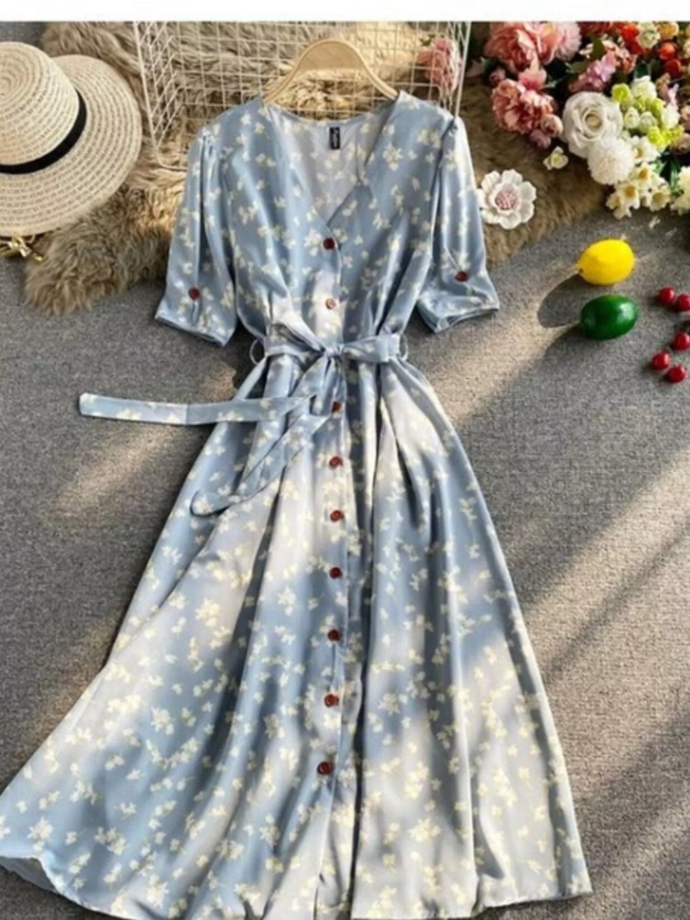 Hazel Blues® |  Floral Print V-Neck Midi Dress