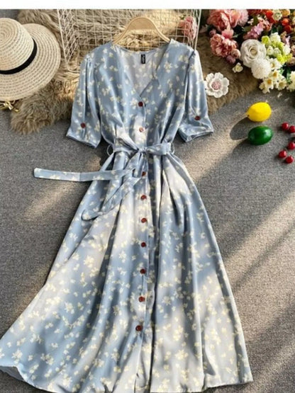 Hazel Blues® |  Floral Print V-Neck Midi Dress