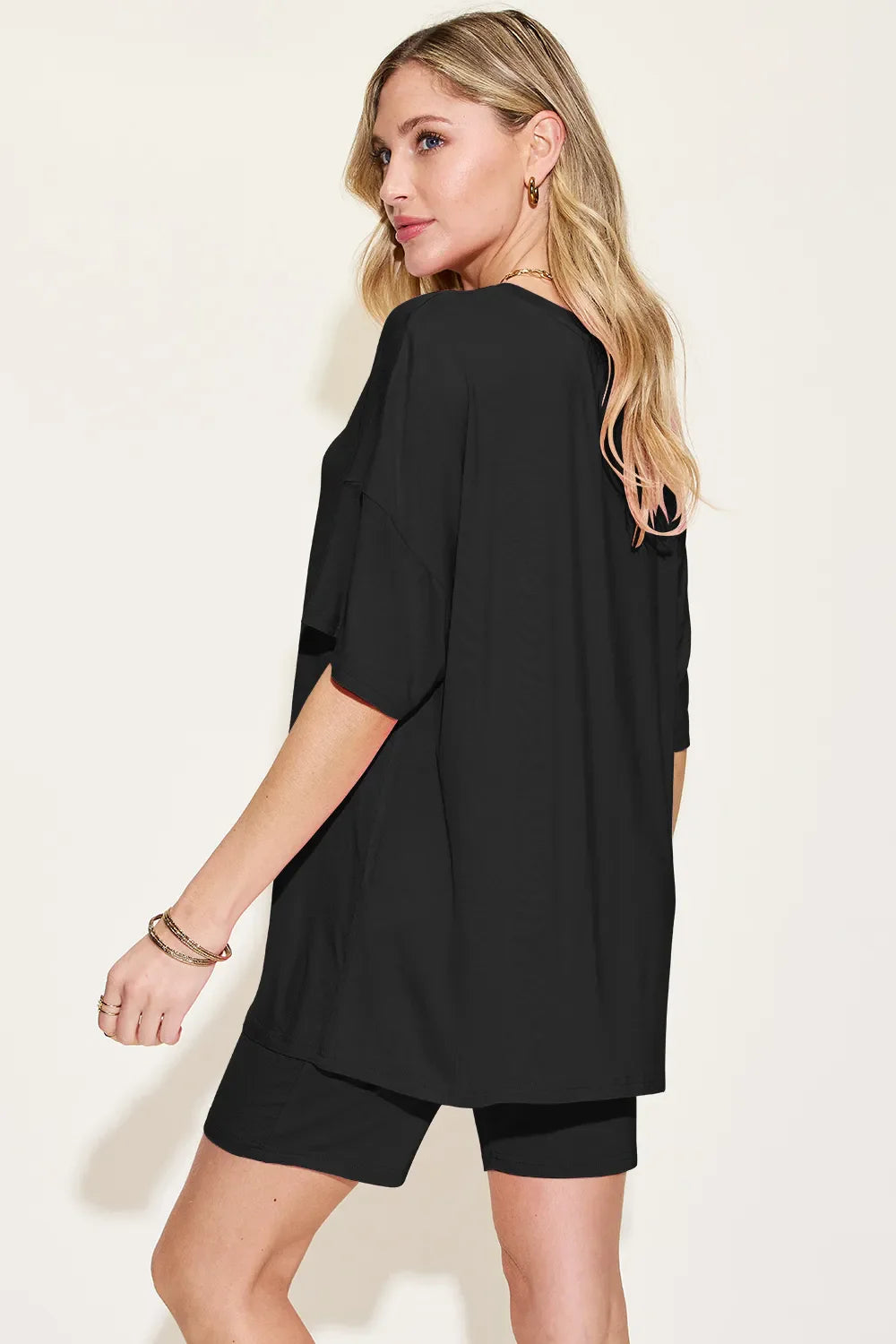Hazel Blues® |  Basic Bae Bamboo V-Neck Drop Shoulder T-Shirt and Shorts Set