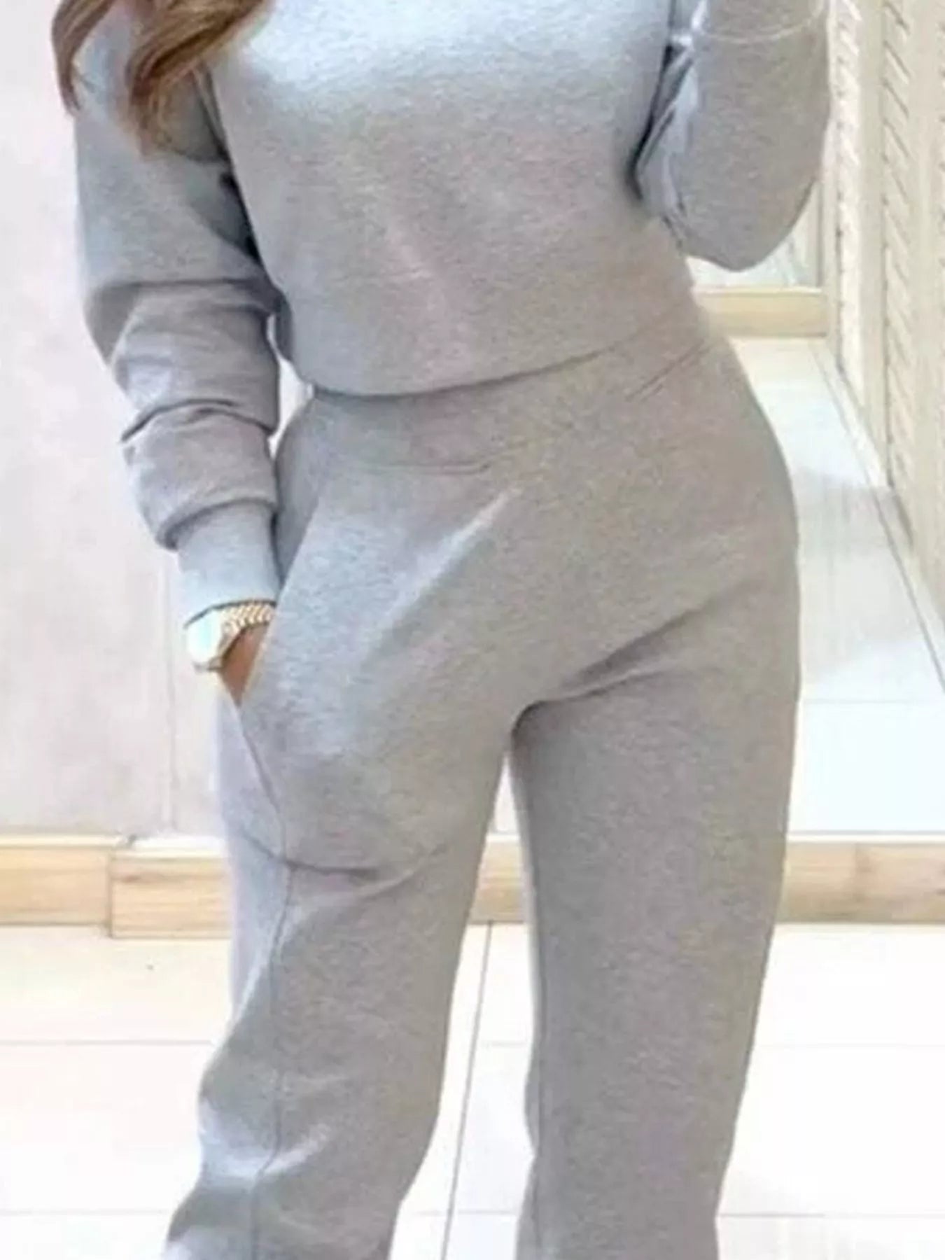 Hazel Blues® |  Casual Chic Cropped Sweatshirt and Jogger Set