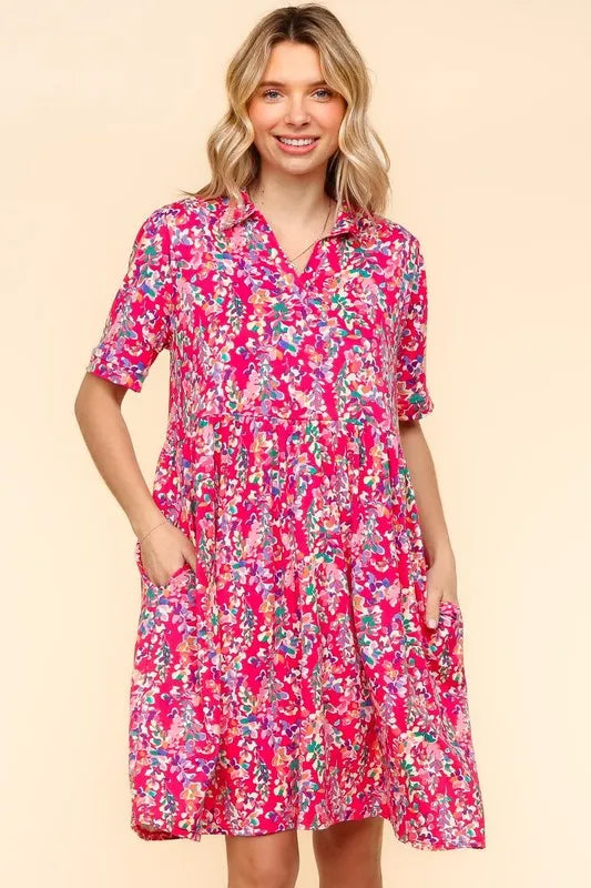 Hazel Blues® |  Haptics Johnny Collar Babydoll Dress with Side Pockets