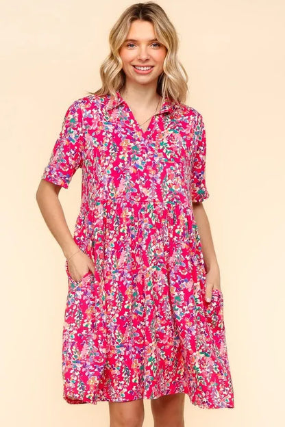 Hazel Blues® |  Haptics Johnny Collar Babydoll Dress with Side Pockets