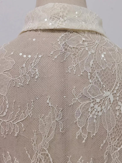 Hazel Blues® |  Ruffled Hem Lace Long Sleeve Dress