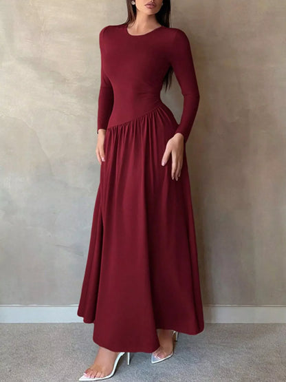 Hazel Blues® |  Long Sleeve Ruched A-Line Maxi Dress