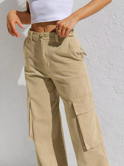 Hazel Blues® |  High-Waisted Wide Leg Cargo Jeans