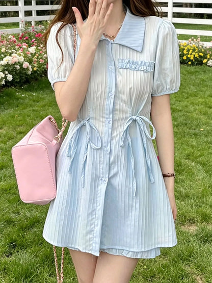 Hazel Blues® |  Tied Button Up Shirt and Shorts Set