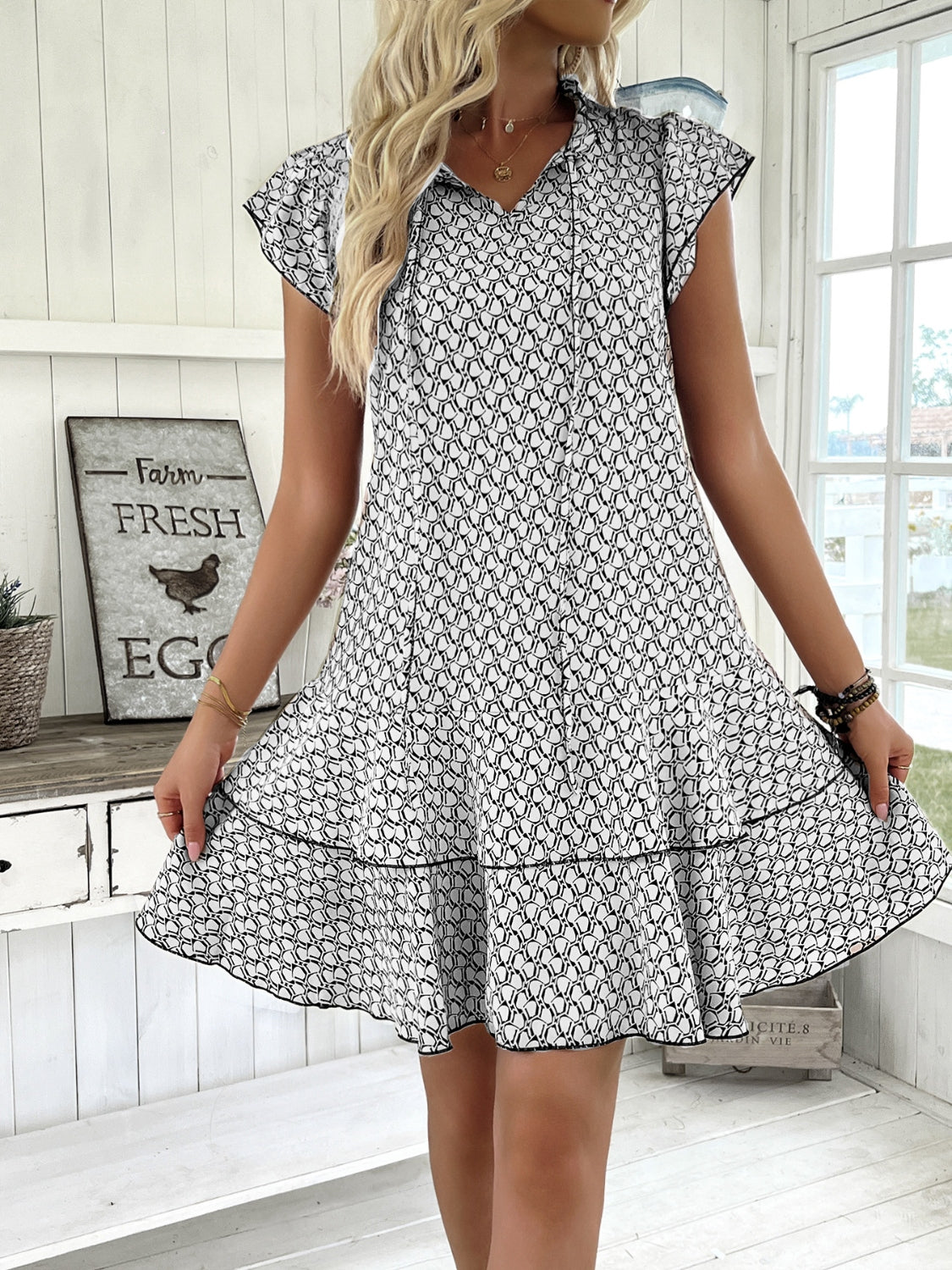 Hazel Blues® | Ruffled Layered Printed Mini Dress