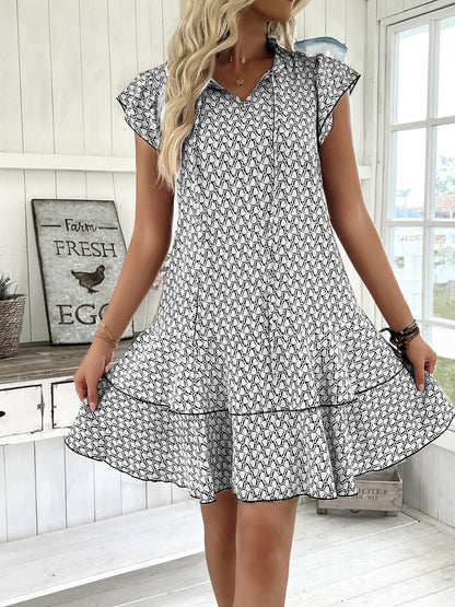 Hazel Blues® | Ruffled Layered Printed Mini Dress