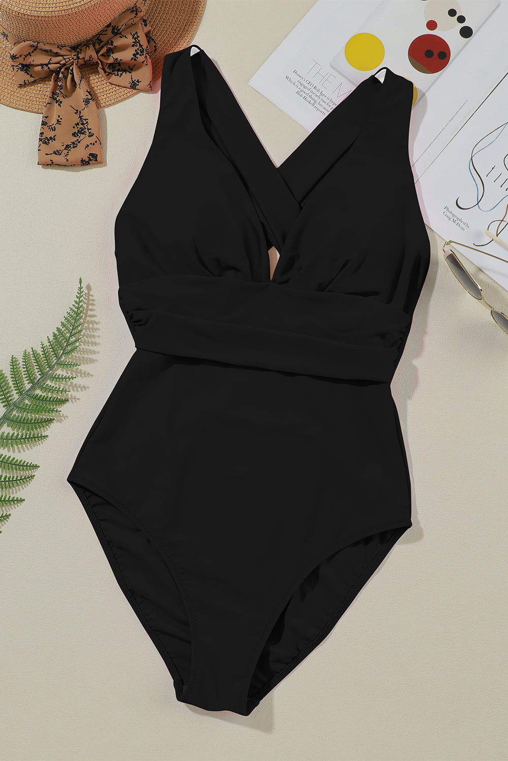 Hazel Blues® | Crisscross Wide Strap One-Piece Swimwear