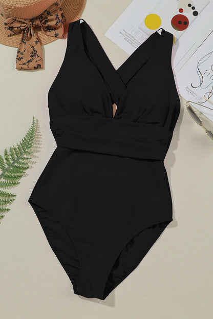 Hazel Blues® | Crisscross Wide Strap One-Piece Swimwear