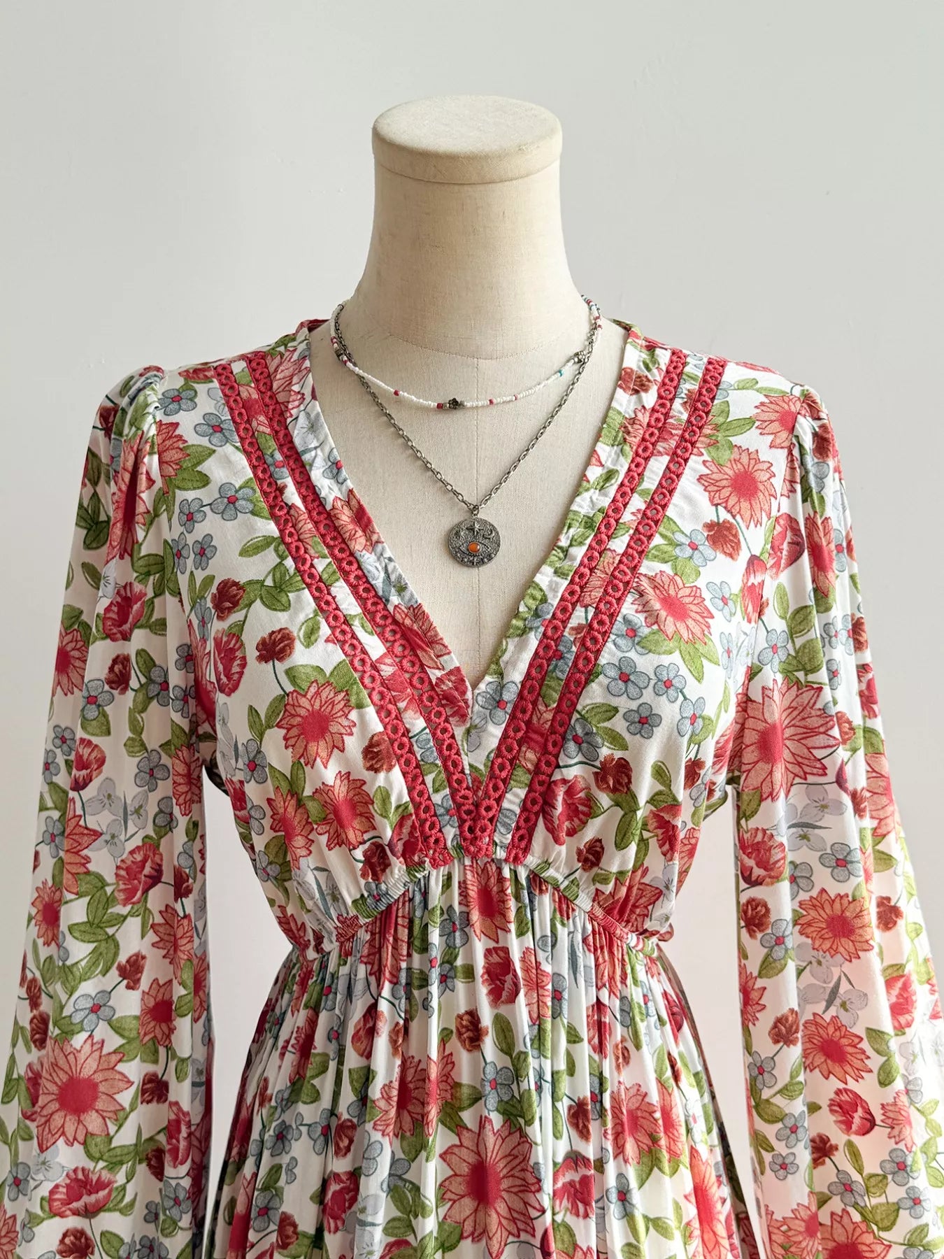 Hazel Blues® |  Floral Print V-Neck Bohemian Midi Dress