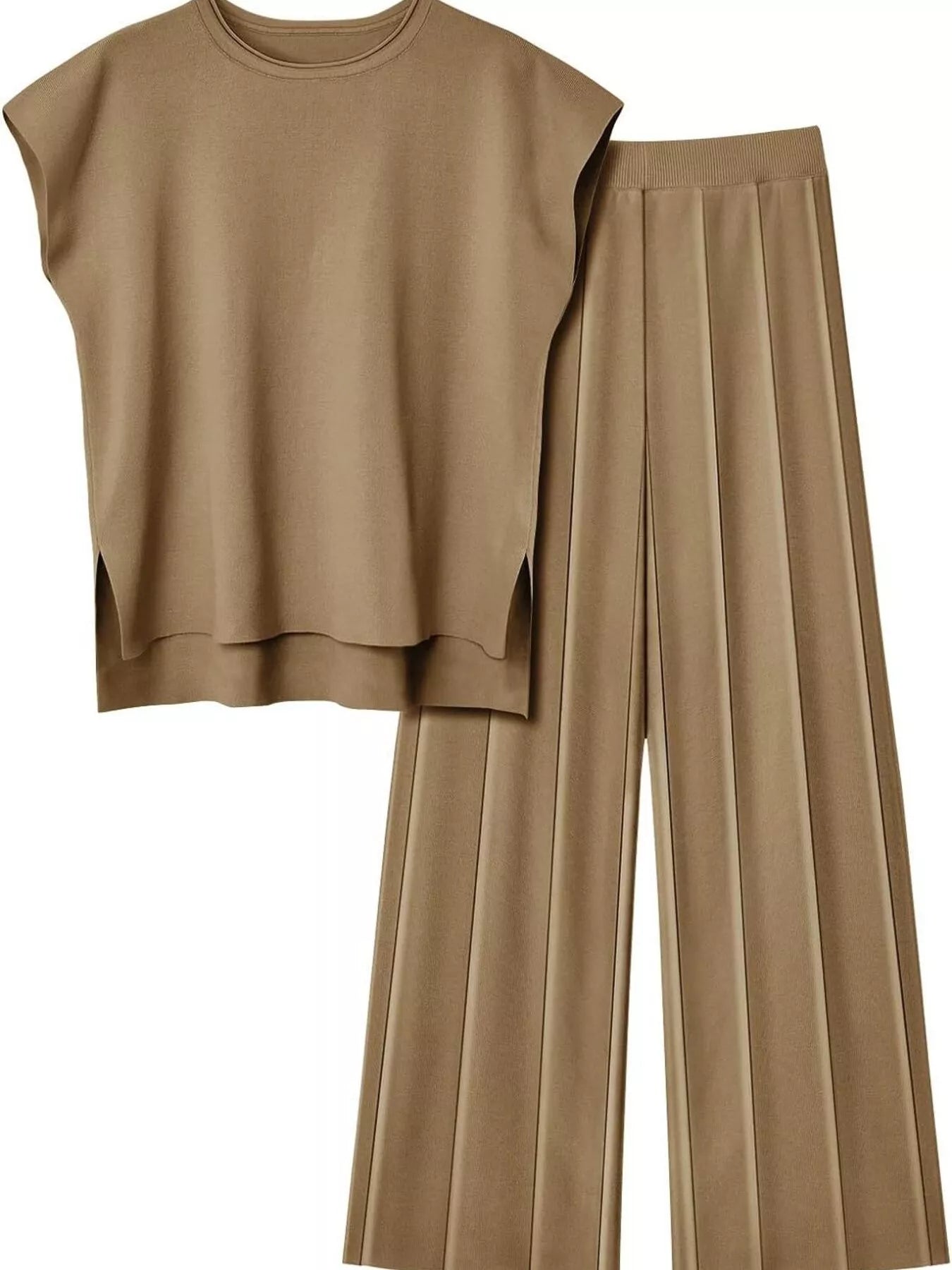 Hazel Blues® |  Casual Solid Color Cap Sleeve Top and Pants Knit Set