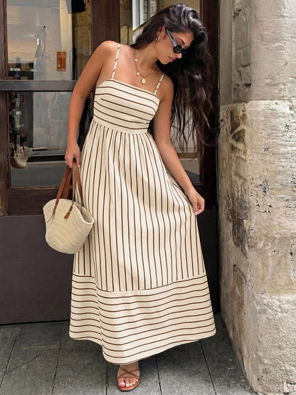 Hazel Blues® |  Striped Print Spaghetti Strap Maxi Dress