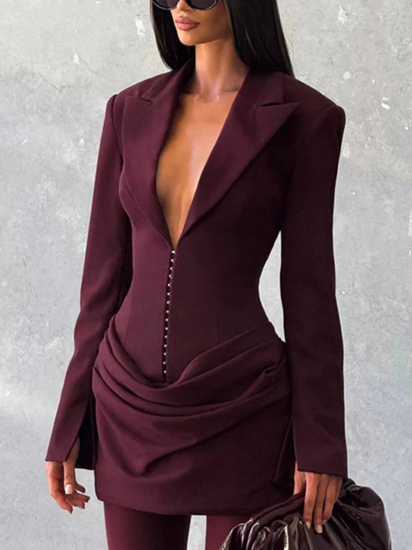 Hazel Blues® | Blazer-Style Long Sleeve Mini Dress