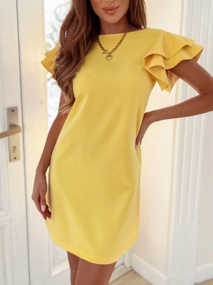 Hazel Blues® |  Ruffled Layered Short Sleeve Mini Dress