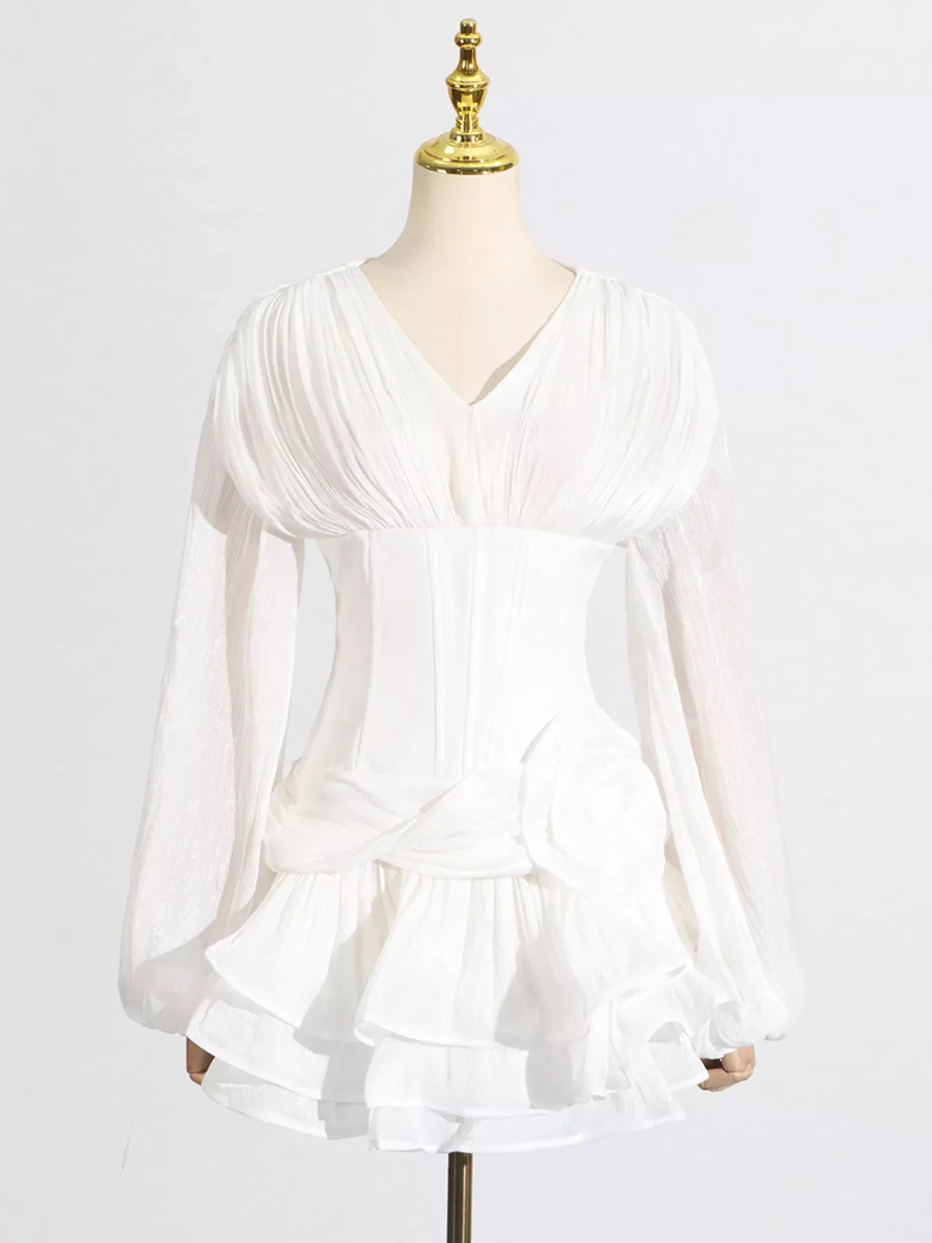 Hazel Blues® |  Ruffle Balloon Sleeve Mini Dress