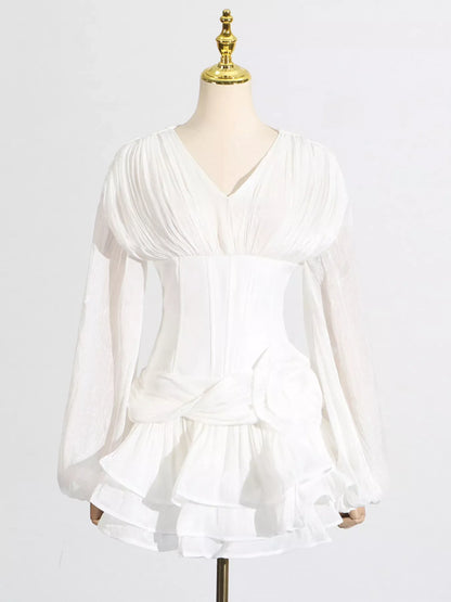 Hazel Blues® |  Ruffle Balloon Sleeve Mini Dress
