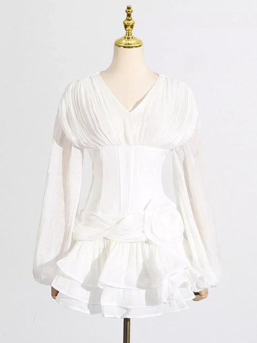 Hazel Blues® |  Ruffle Balloon Sleeve Mini Dress