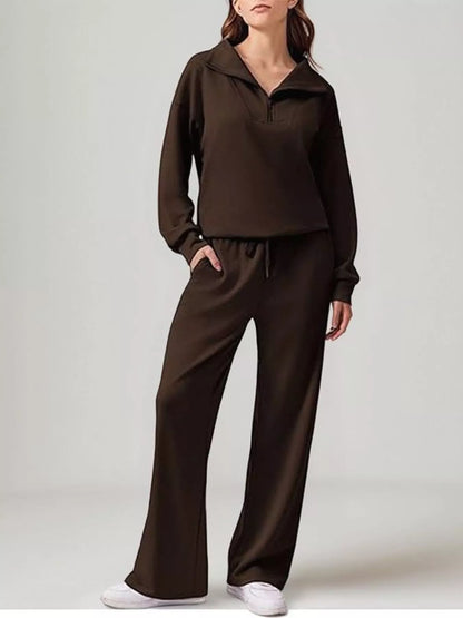 Hazel Blues® |  Relaxed Fit Quarter-Zip Top and Pants Set