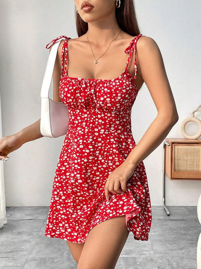 Hazel Blues® |  Floral Print Tie Strap Mini Dress