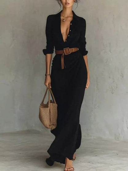 Hazel Blues® | Ruched Long Sleeve Maxi Dress