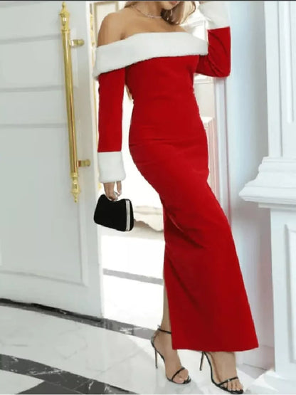 Hazel Blues® |  Off-Shoulder Long Sleeve Christmas Maxi Dress