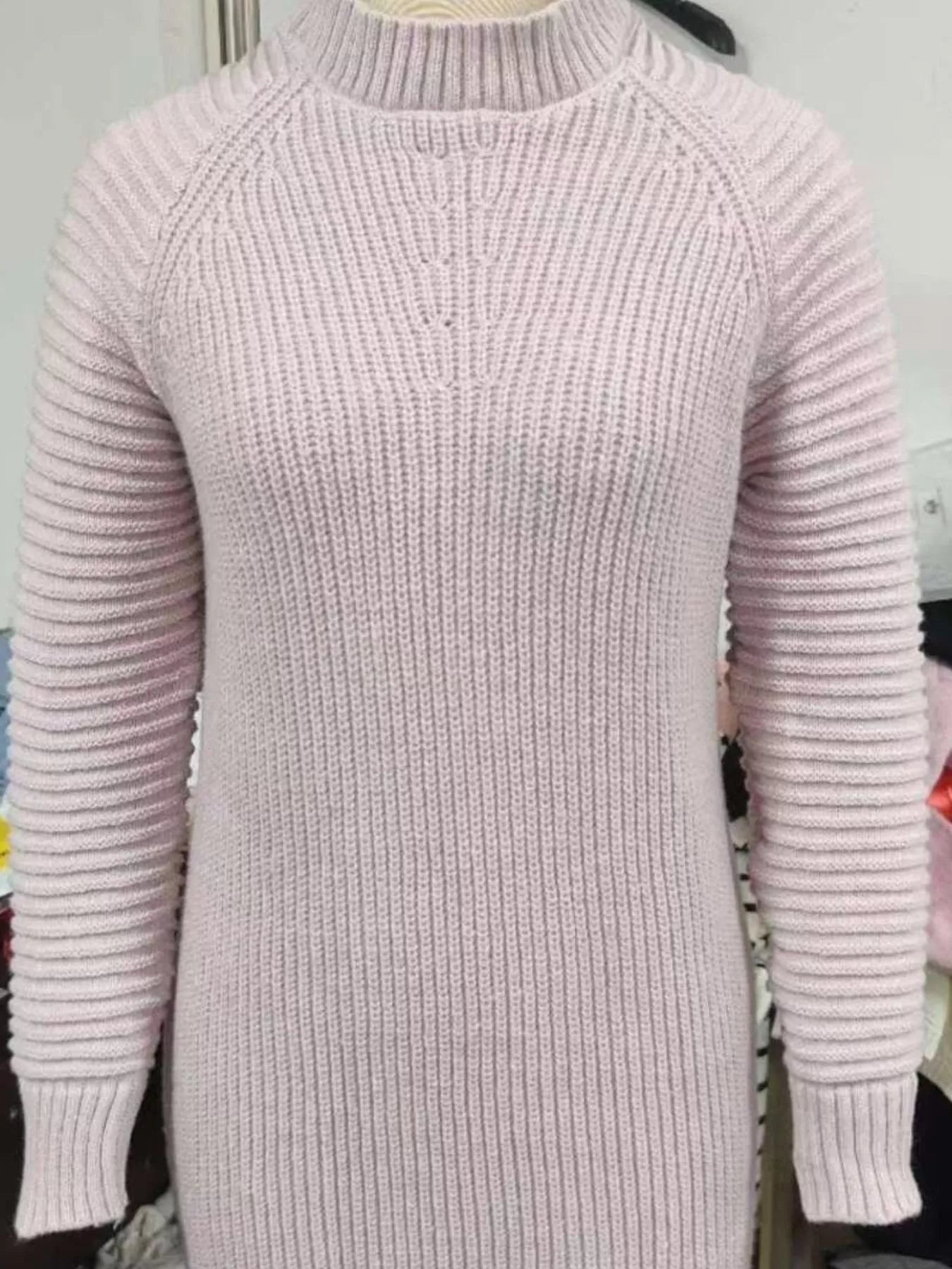 Hazel Blues® | Turtleneck Raglan Sleeve Sweater Dress