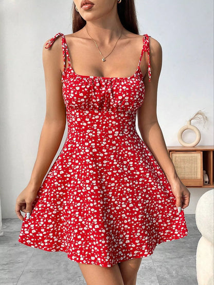Hazel Blues® |  Floral Print Tie Strap Mini Dress