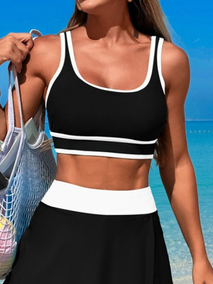 Hazel Blues® | Scoop Neck Top and Skort Swim Set