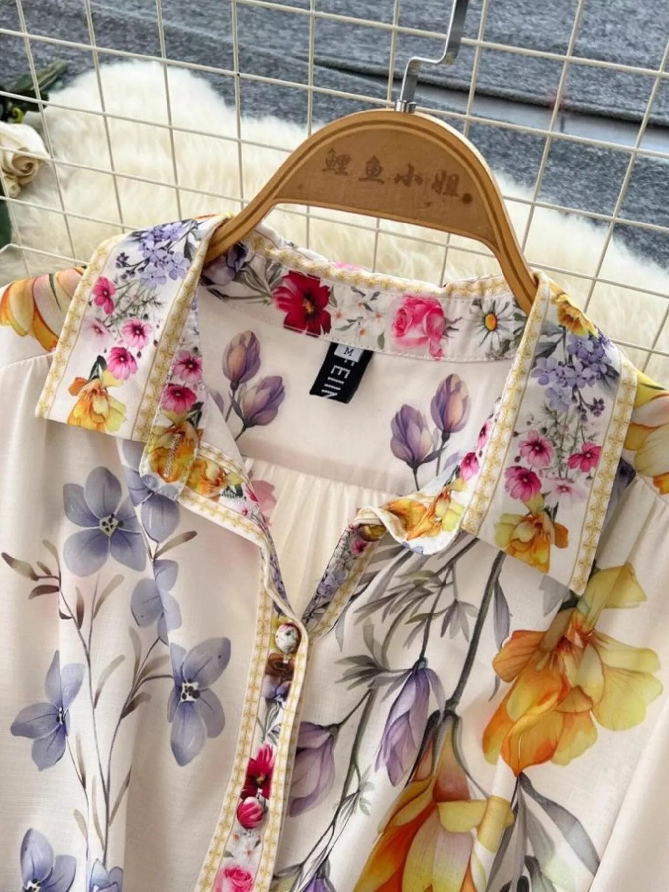 Hazel Blues® |  Floral Print Lantern Sleeve Midi Dress