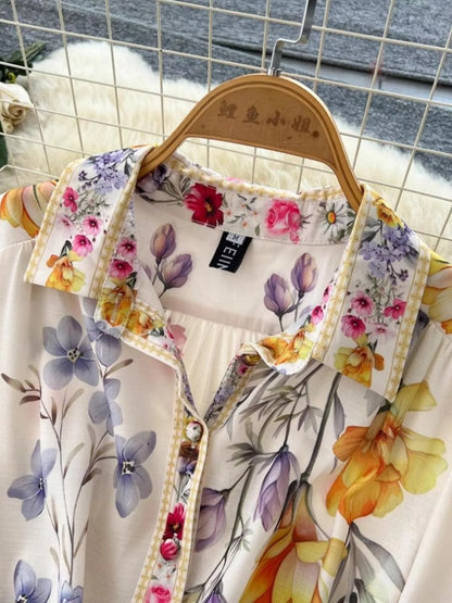 Hazel Blues® |  Floral Print Lantern Sleeve Midi Dress