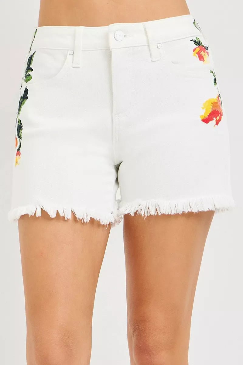 Hazel Blues® |  RISEN Tummy Control High Rise Flower Printed Shorts