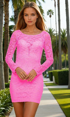 La Femme Short Tight Lace Homecoming Dress 30354