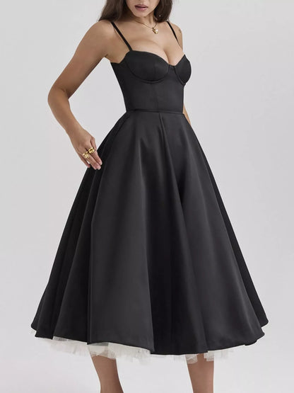 Hazel Blues® |  Sweetheart Neck A-Line Midi Dress