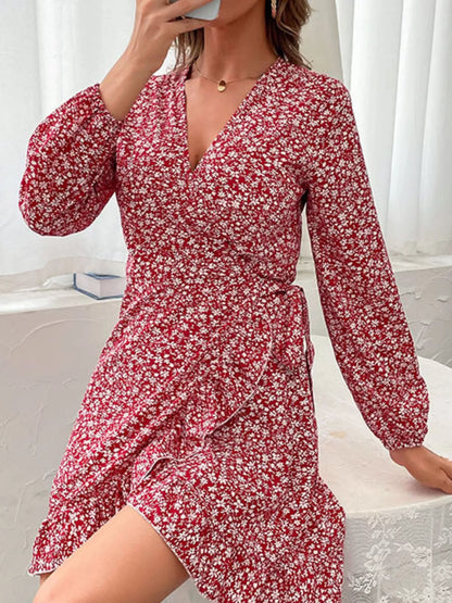 Hazel Blues® |  Floral Print Wrap Mini Dress