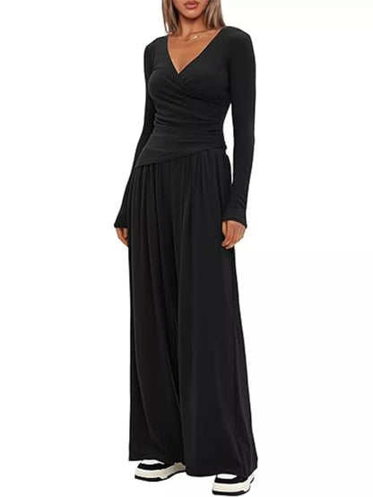 Hazel Blues® |  Casual Long Sleeve Top and Wide Leg Pants Set