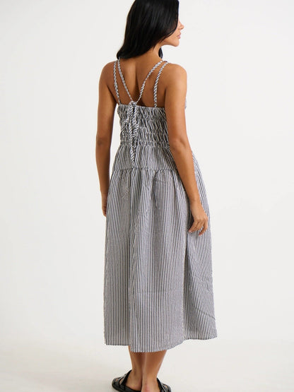 Hazel Blues® |  Striped Smocked Bodice Midi Dress