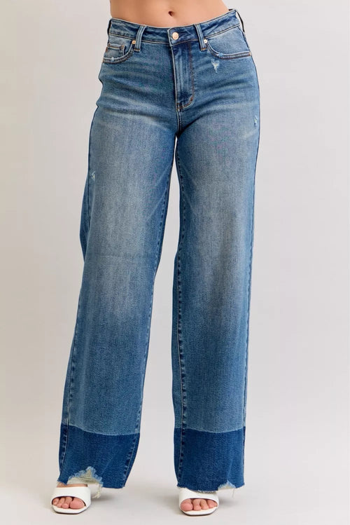 Hazel Blues® |  Judy Blue Raw Hem High Waist Column Straight Jeans