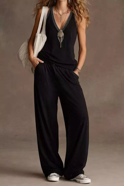 Hazel Blues® |  V-Neck Tank and Wide Leg Pants Set