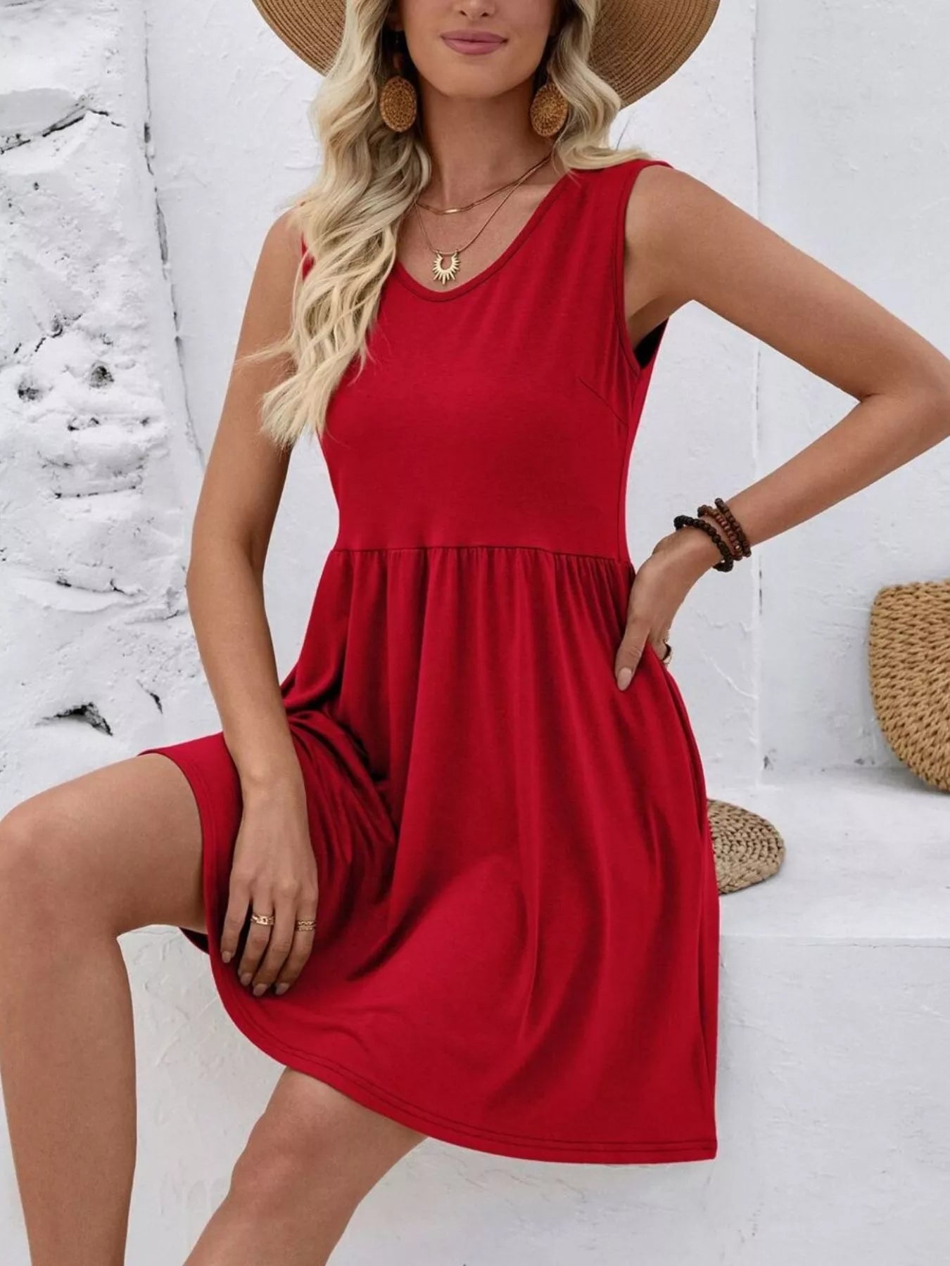 Hazel Blues® |  V-Neck Sleeveless Mini Dress