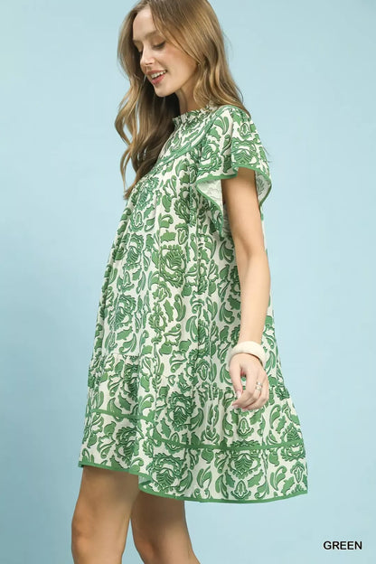 Hazel Blues® |  Umgee Abstract Print Babydoll Mini Dress
