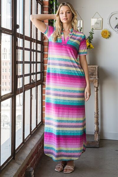 Hazel Blues® | Heimish Striped Short Sleeve Maxi Tee Dress