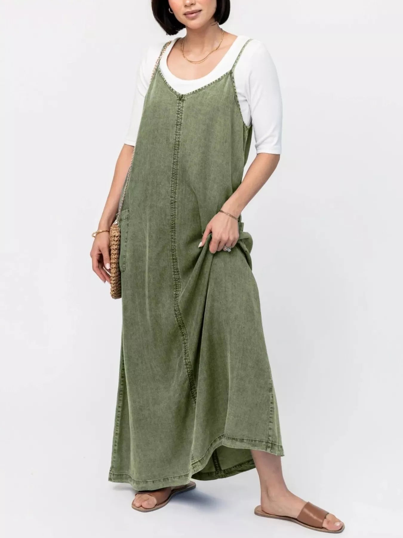 Hazel Blues® |  Casual Washed Denim Cami Maxi Dress