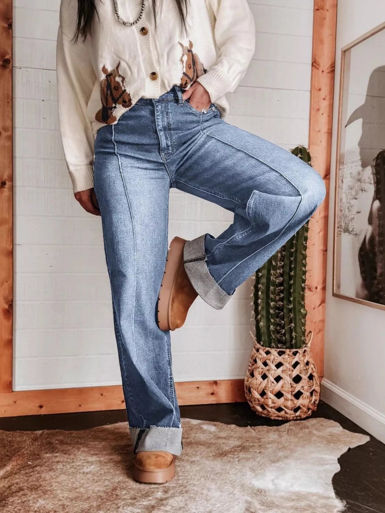 Hazel Blues® |  High-Waisted Wide Leg Jeans