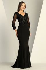 Adora Design 3233 Long Sleeve Formal Fitted Evening Dress