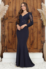 Adora Design 3233 Long Sleeve Formal Fitted Evening Dress