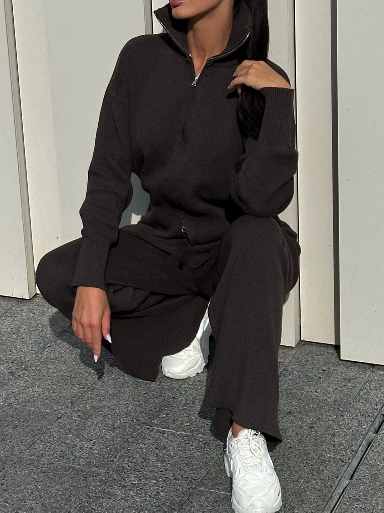 Hazel Blues® |  Zip Up Outerwear and Wide Leg Pants Set