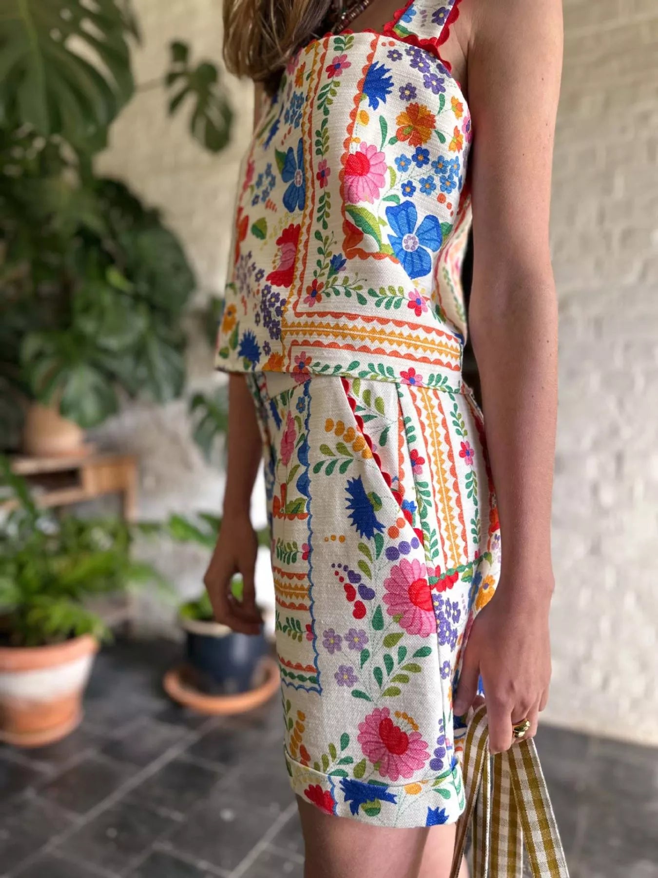 Hazel Blues® |  Floral Print Cami and Decorative Pocket Shorts Set