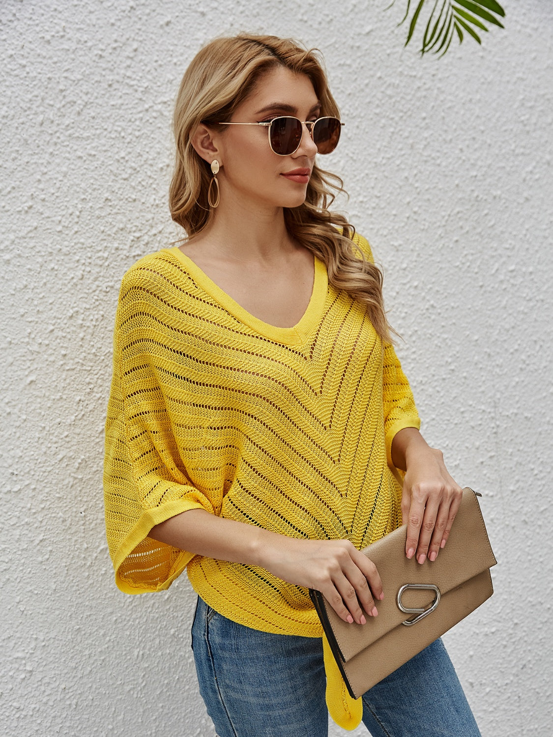 Hazel Blues® | Openwork Batwing Sleeve Cover-Up