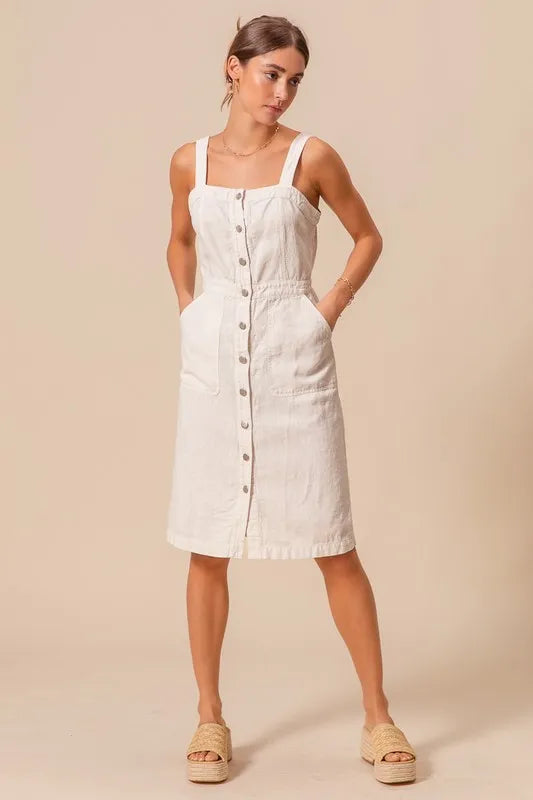 Hazel Blues® |  SO ME Button Down Pocket Front Pinafore Dress